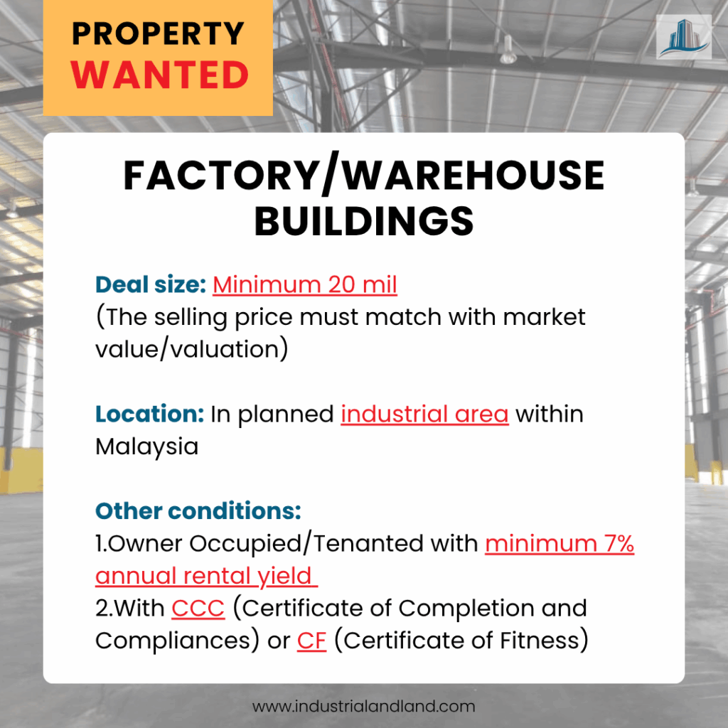 Property wanted Factory Warehouse Buildings