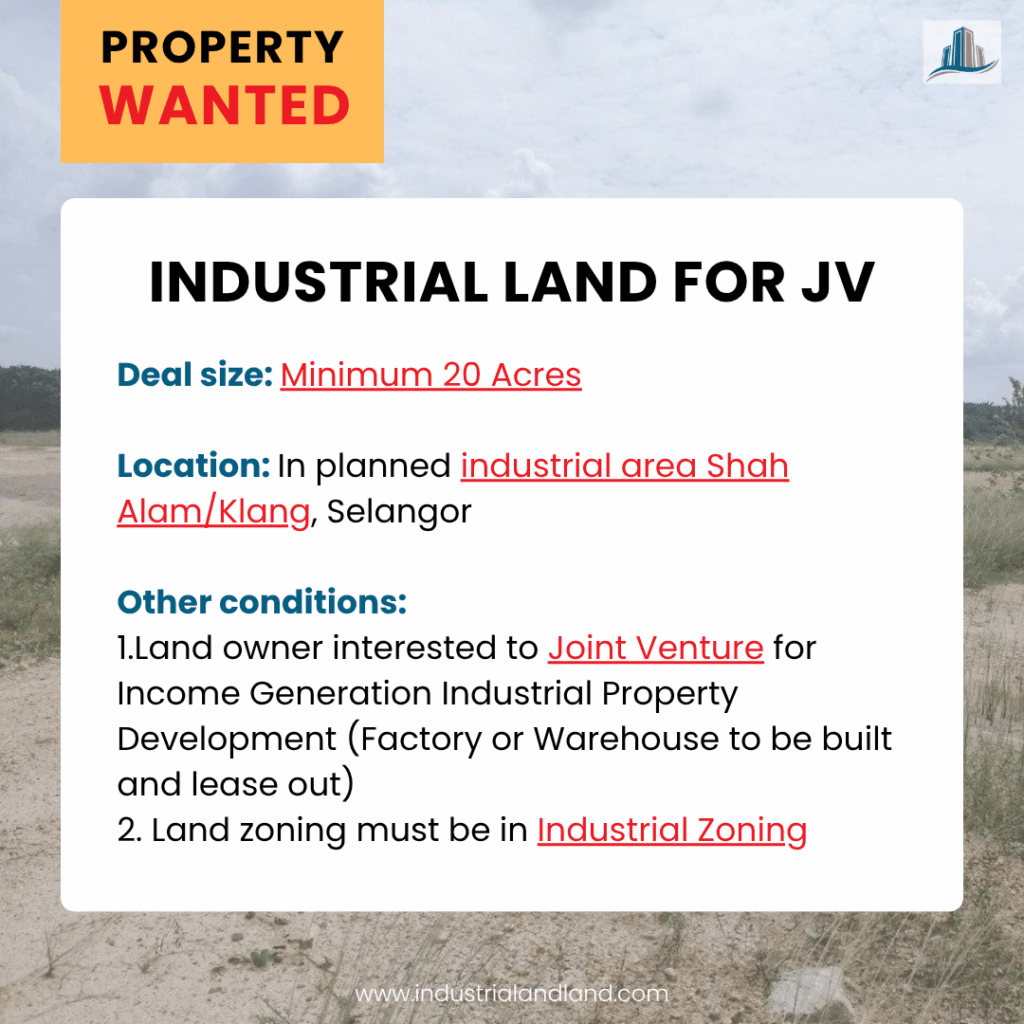 Property wanted industrial land jv