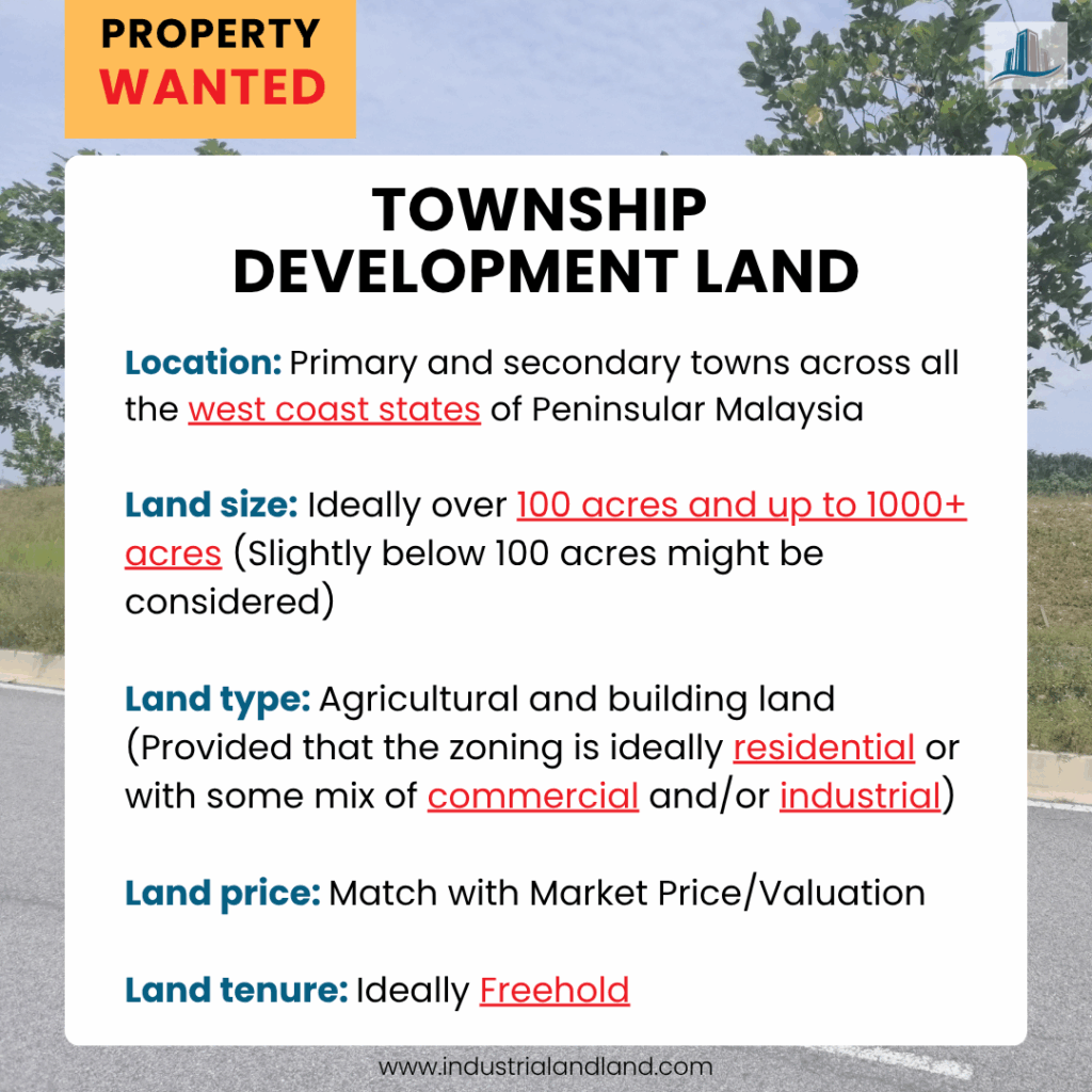Property wanted township development land