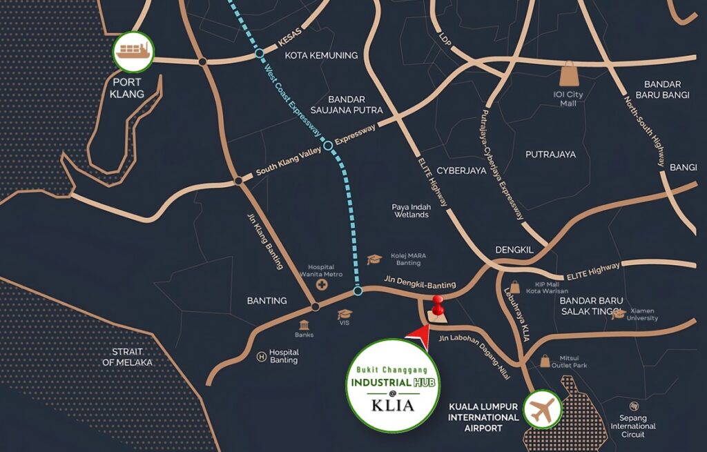 Semi-D Factory for Sale in bukit Changgang KLIA map